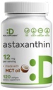 Astaxantina 12 mg Per Serving, 120 Softgels | Astaxanthin Supplement con MCT Oil | Microalgae Source | Non OGM