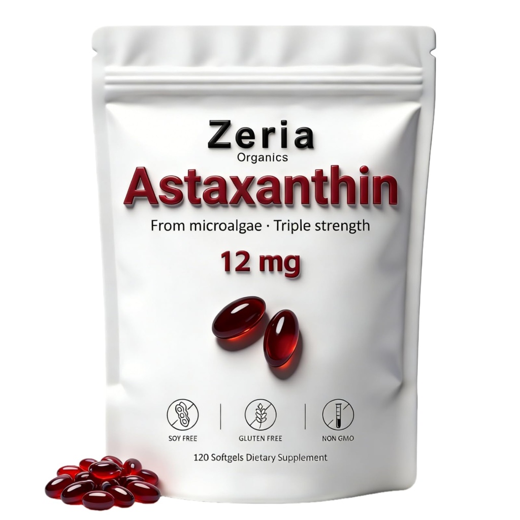 Astaxantina 12mg, Astaxantina naturale Integra Alghe, 120 Softgels (1 Borsa)