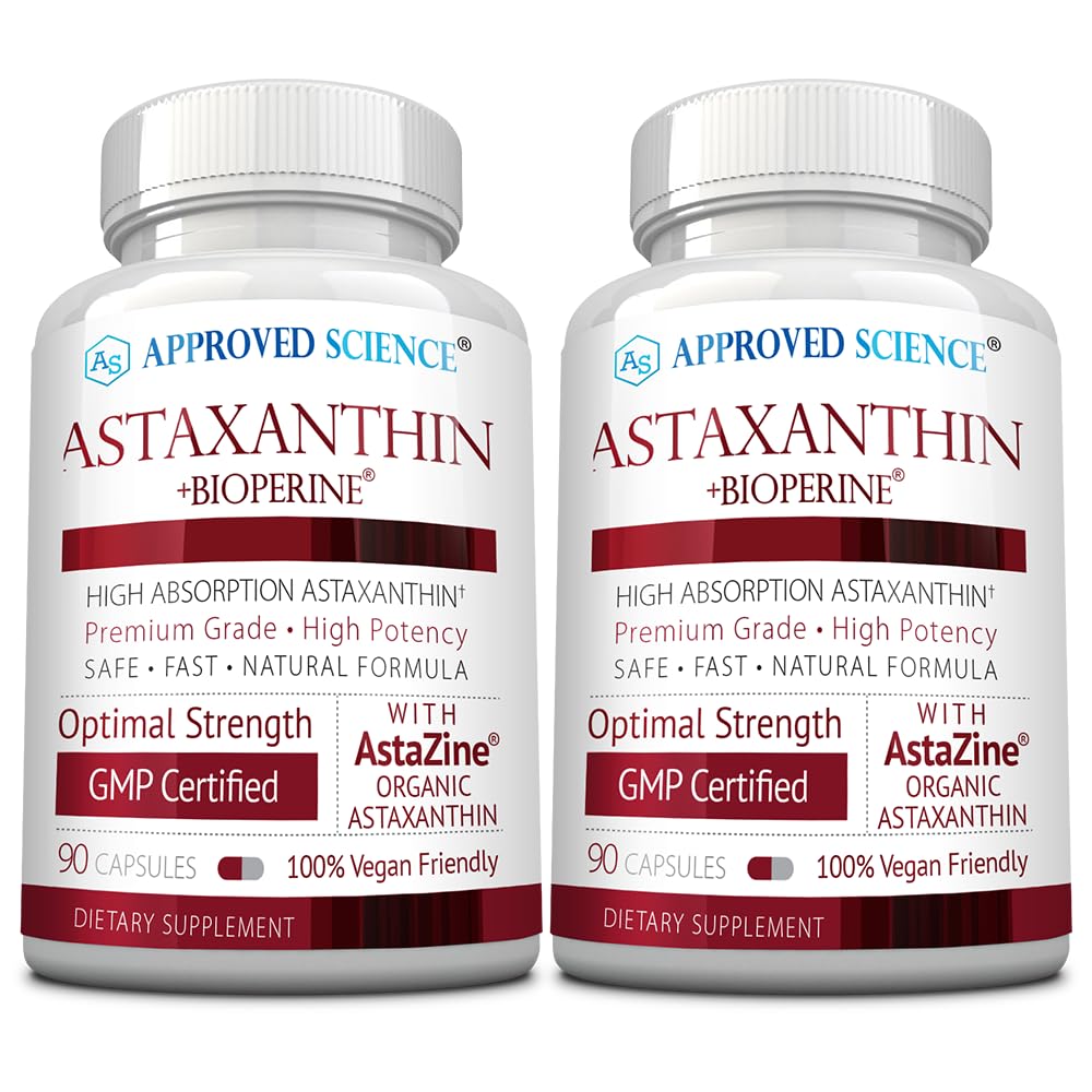 Approvato Science® Astaxanthin 12 mg - Antiossidante ad alta resistenza - Supporta cuore, occhi, pelle - 180 capsule vegane - 6 mesi di alimentazione