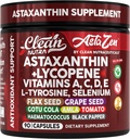 Integratore di licopene di Nutra Astaxanthin 12mg con vitamina A C D3 E, L-tirosina, Selenio, Fiammifero, Semi di Uva, Gotu Kola, Amla, Pepe Nero, 90 capsule vegetali complessi