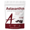 Astaxantina 12mg, Vitamine della pelle di tripla resistenza per le donne con attività antiossidante, Supporta l'immunità, la pelle, la salute degli occhi e delle articolazioni, Circolazione interna promota, Sapore di cioccolato, 120 Serve