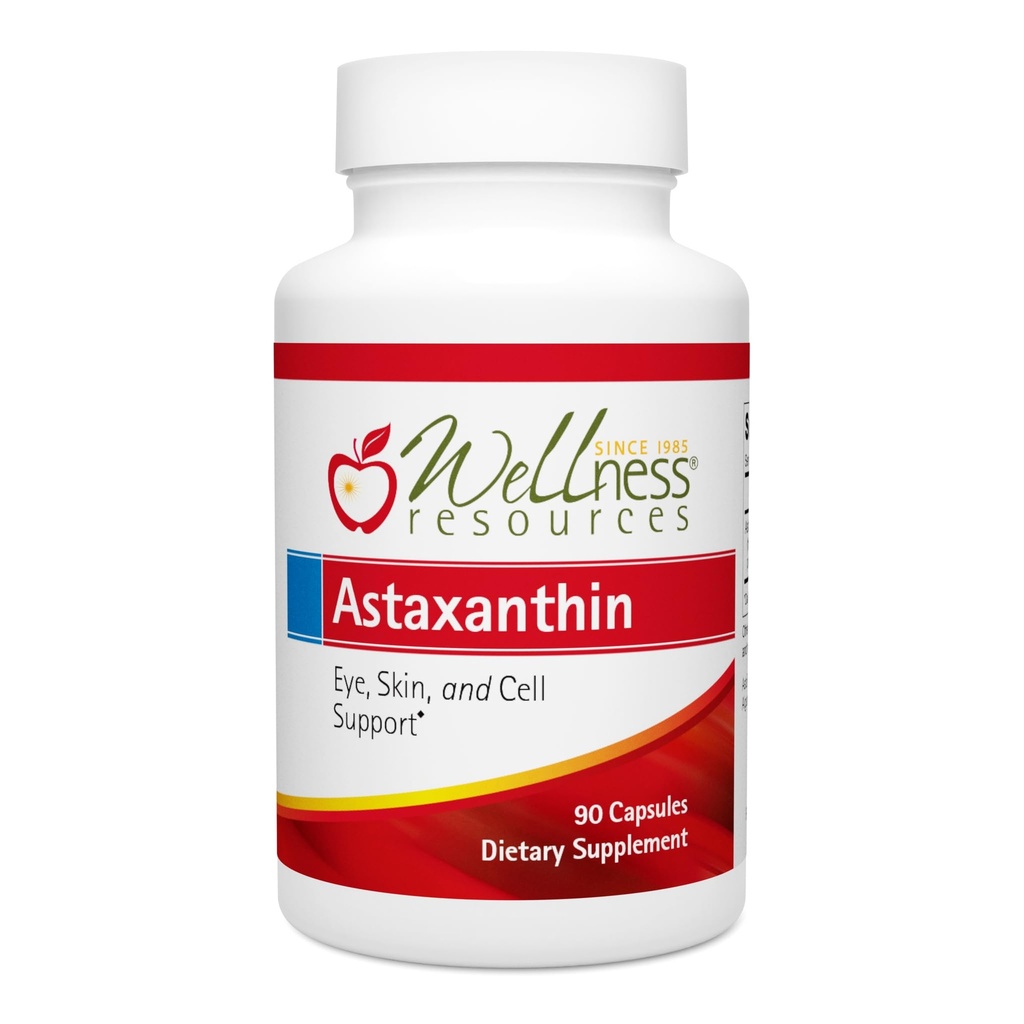 Risorse Benessere Astaxanthin 6 mg | Microalghe integrali Haematococcus Pluvialis | Alta potenza Tutto Algae Astapure | Supplemento nutrizionale Astaxanthin | 90 capsule