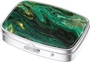 Nipichsha Pill Box, Small Pill Case for Purse & Pocket, Cute Travel Medicine Organizer, Portable Medicine Container Holder to Holder to Hold Vitamins, Medication, Fish Oil & Supplement, Green Ocean Marble