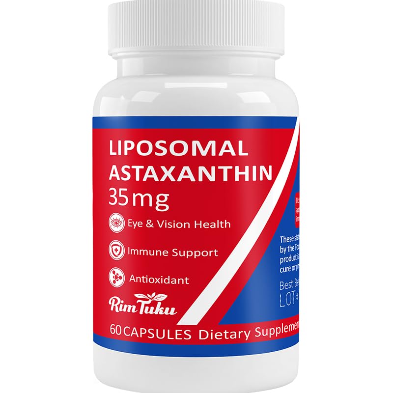 35mg Liposomal Astaxanthin Supplemento - Supporto potente antiossidante per pelle, Joint & Eye Health - Formula naturale anti-invecchiamento con Pure Astaxanthin - Vegan, Non-GMO, 60 capsule