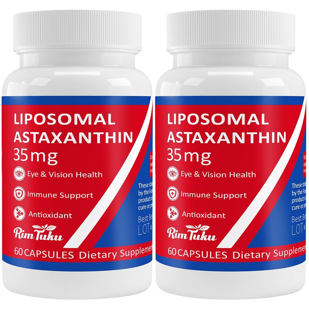 35mg Liposomal Astaxanthin Supplemento - Supporto potente antiossidante per pelle, Joint & Eye Health - Formula naturale anti-invecchiamento con Pure Astaxanthin - Vegan, Non-GMO, 120 capsule
