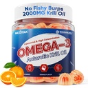 Liposomal Antartico Krill olio Omega 3 Gummies 2000mg - Cellular Level Absorption Omega-3 con EPA, DHA & Astaxanthin - Antiossidante & Brain Support - Fish Oil Supplements Alternative - 60 Conteggio