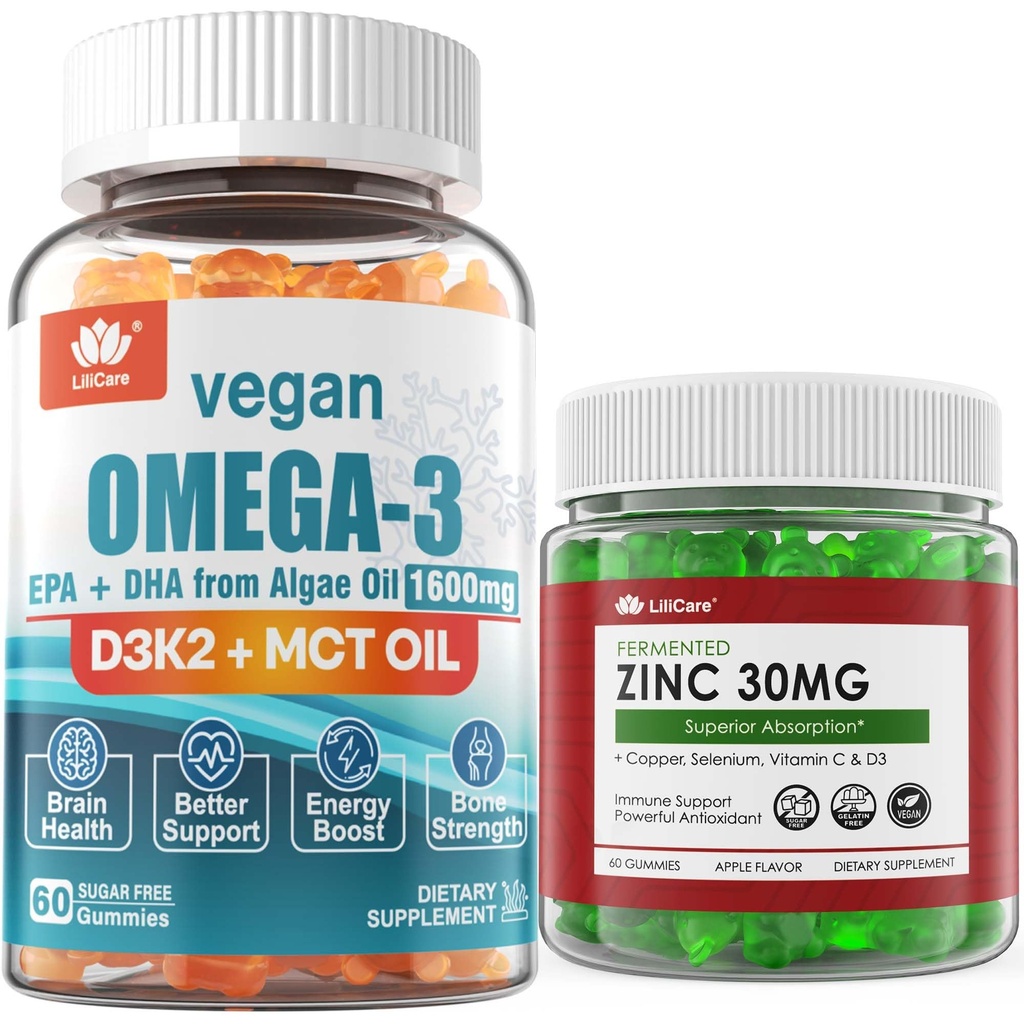 Vegan Omega 3 Gummies + Zucchero Gommie di zinco gratis