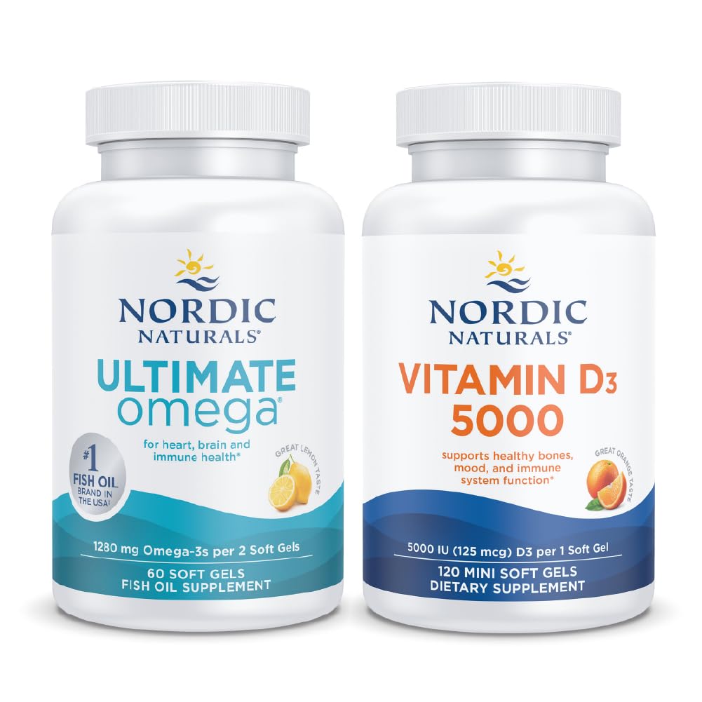 Nordic Naturals Ultimate Cognitive and Bone Density Pack - Ultimate Omega Vitamin D3 1000, Arancione