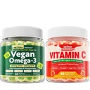 Nextdia Vegan Omega 3 Gummies + tutto il cibo Vitamina C Gummies per adulti e bambini