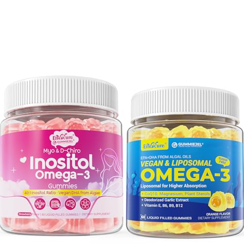 Vegan Omega-3 Gummies, Inositolo + Omega-3 Gummies, 2 Pack