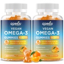 2 Pack Vegan Omega 3 Gummies 1000MG Olio algale Omega 3 Supplemento per gli adulti con Algae DHA 600mg & EPA 300mg Fish Oil Alternative - per la salute dell'occhio e dell'immunità, aroma d'arancia, 120 Conte