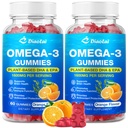 2 Pack Vegan Omega-3 Gummies per adulti – senza zucchero, Algae-Based DHA 600mg & EPA 300mg, con vitamine A, C, E, Zinc – Omega 3 Fish Oil Alternative, 120 Conte