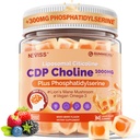 Citicolina 1000mg & Phosphatidylserine 300mg Integratori CDP Gummies Choline, Integratore del cervello per la memoria e messa a fuoco w / Lion's Mane Mushroom, Omega-3, Methylfolate, B6 & B12, Non-GMO, senza zucchero, 60ct