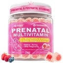 Vitamine prenatali per le donne Multivitamina Gummies w/metilfolato 1mg, Choline Omega-3(DHA+EPA) Ferro, Vitamine postnatali per l'allattamento al seno femminile | Prima,Durante e dopo la gravidanza,Sgar Free,Vegan,60Ct