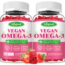 Omega-3 Gummies Potent Algae Omega Source, Boost cervello, occhio e funzione immunitaria, con DHA e EPA Vegan & Sugar Free, aroma di fragola, 120 conte