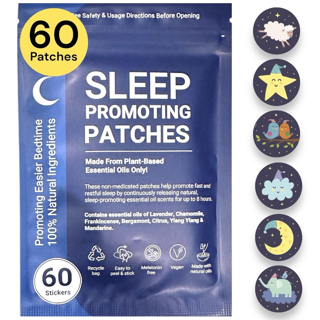 Dormire per adulti e bambini - 60 100% piante-basato naturale oli essenziali Patch di aiuto del sonno, Adesivi dormienti con nessuna melatonina, per Zen e facile tempo di notte
