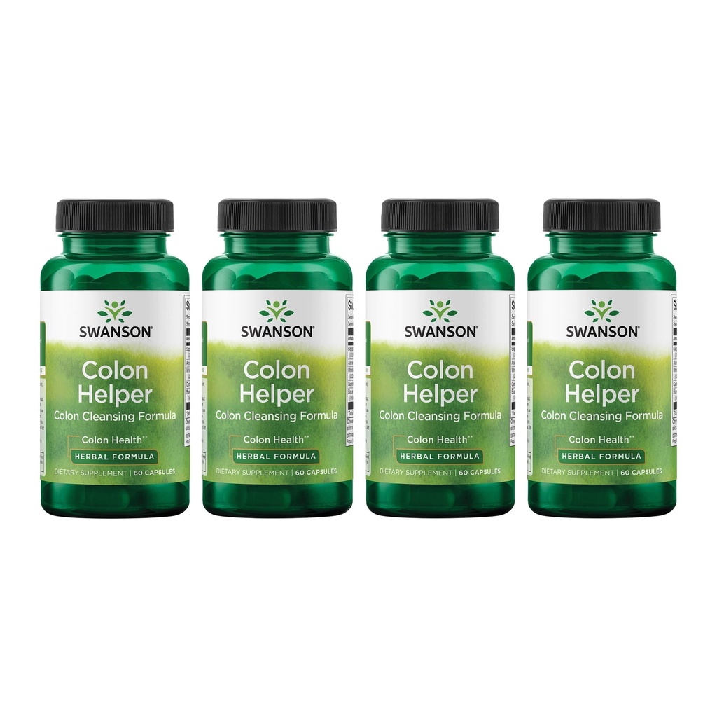 Swanson Colon Helper - Promuove la salute digestiva utilizzando Vervain, Goldenseal Root, Slippery Elm Bark & More - Integratore a base di erbe Eliminazioni sane - (60 capsule) (4 Pack)