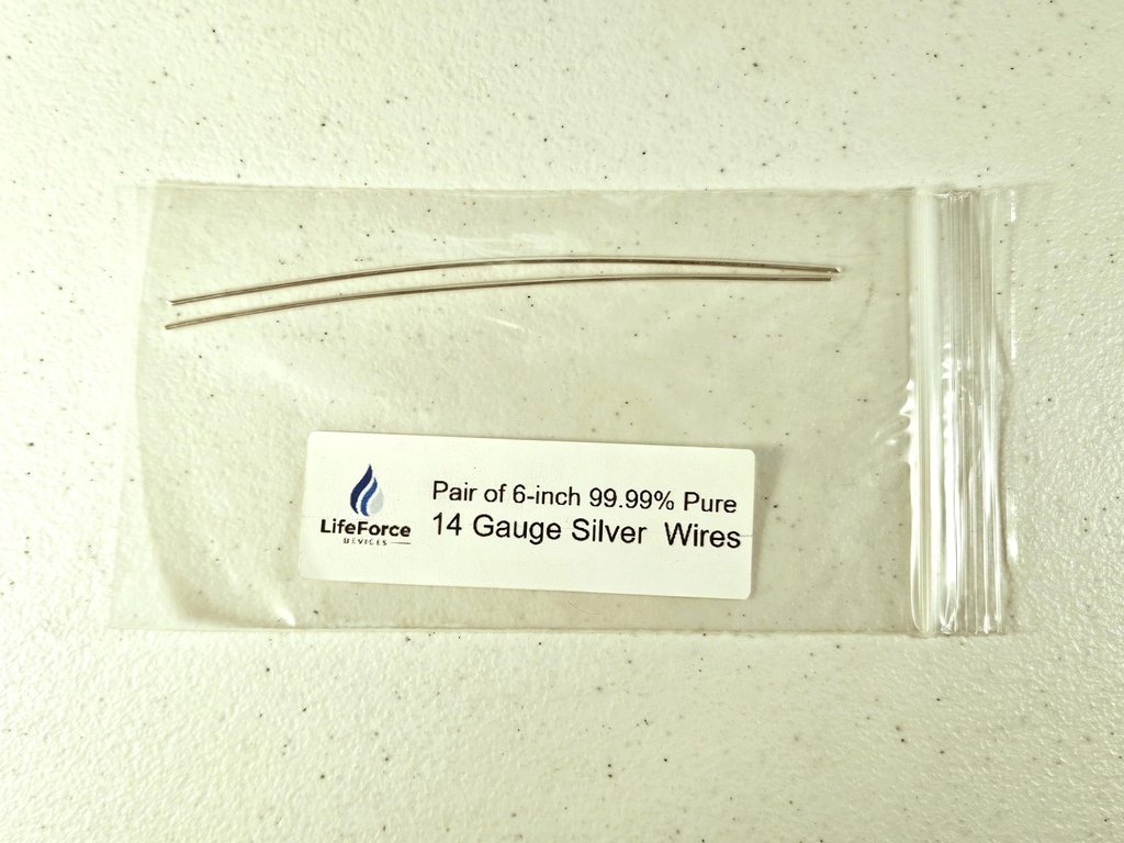 Filo di Generatore d'Argento puro – 9999 Elettrodi d'Argento – Pre-Cut 6-Inch 14 Fili di Gauge – Misura i Generatori di LifeForce