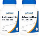 Nutricost Astaxanthin 12mg, Non OGM e Gluten Free, 120 Softgels (4 mesi di fornitura) (Pacchetto di 2)