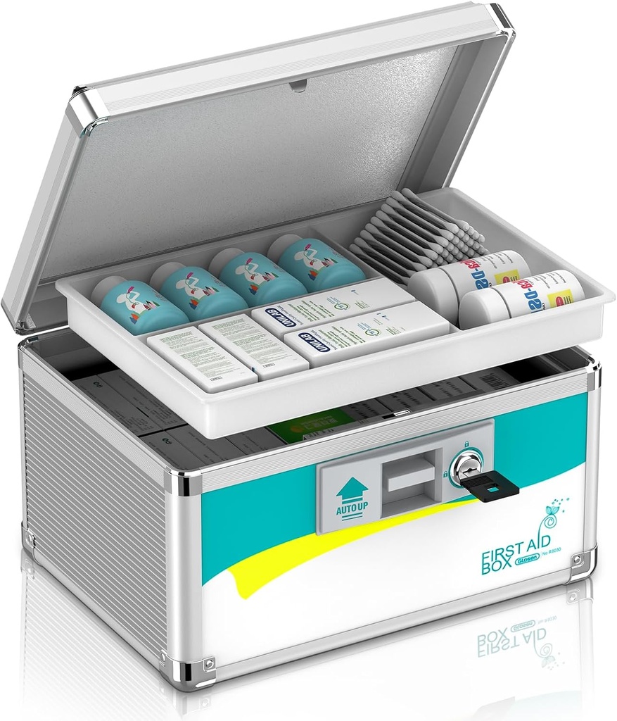 Scatola di blocco della medicina lucida, scatola di blocco di farmaci, scatola di medicina di carenza, scatola di blocco di sicurezza Inch, prima chiave di aiuto, cassetta di sicurezza per i farmaci