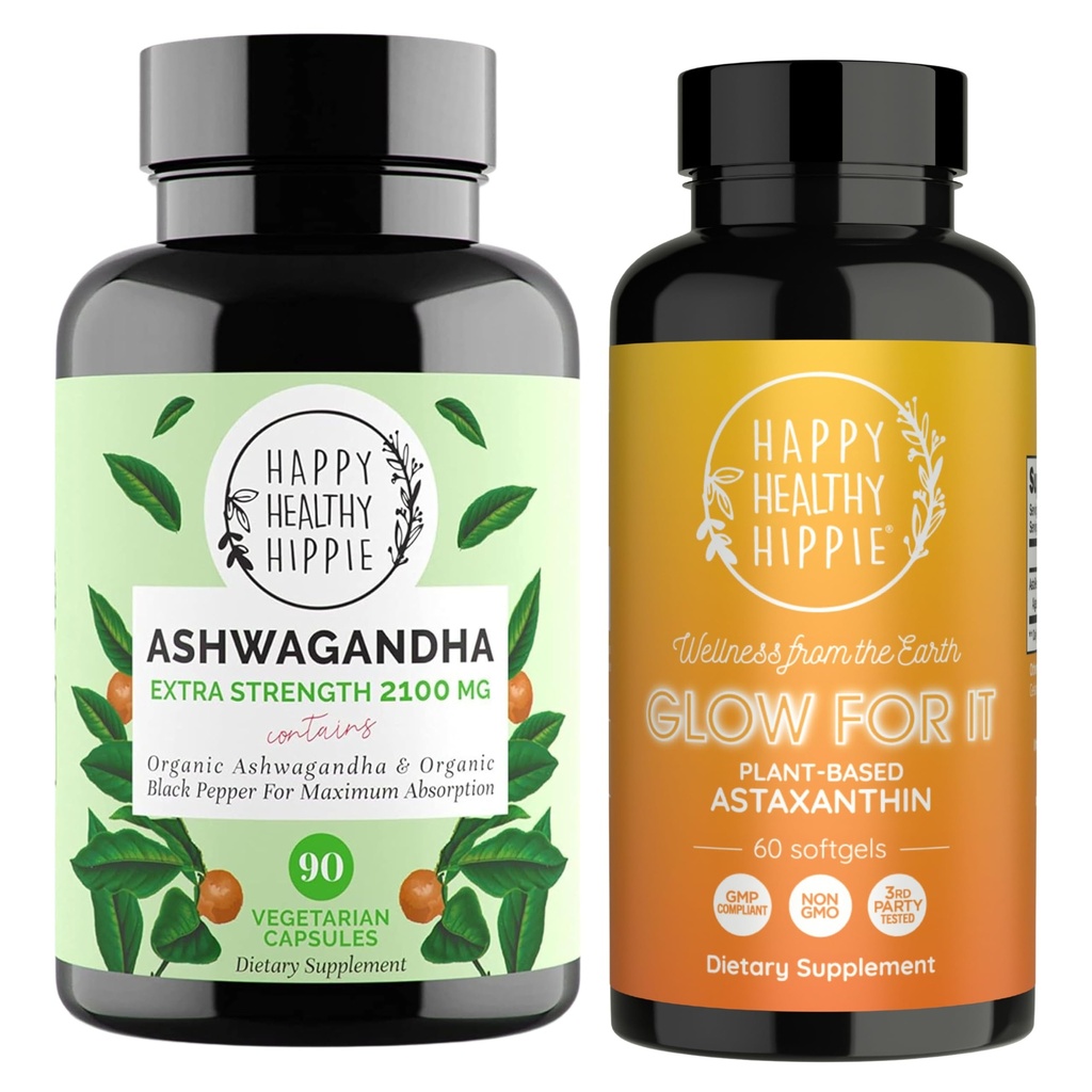 Felice sano Hippie Glow per esso Astaxanthin supplemento & organico Ashwagandha capsule