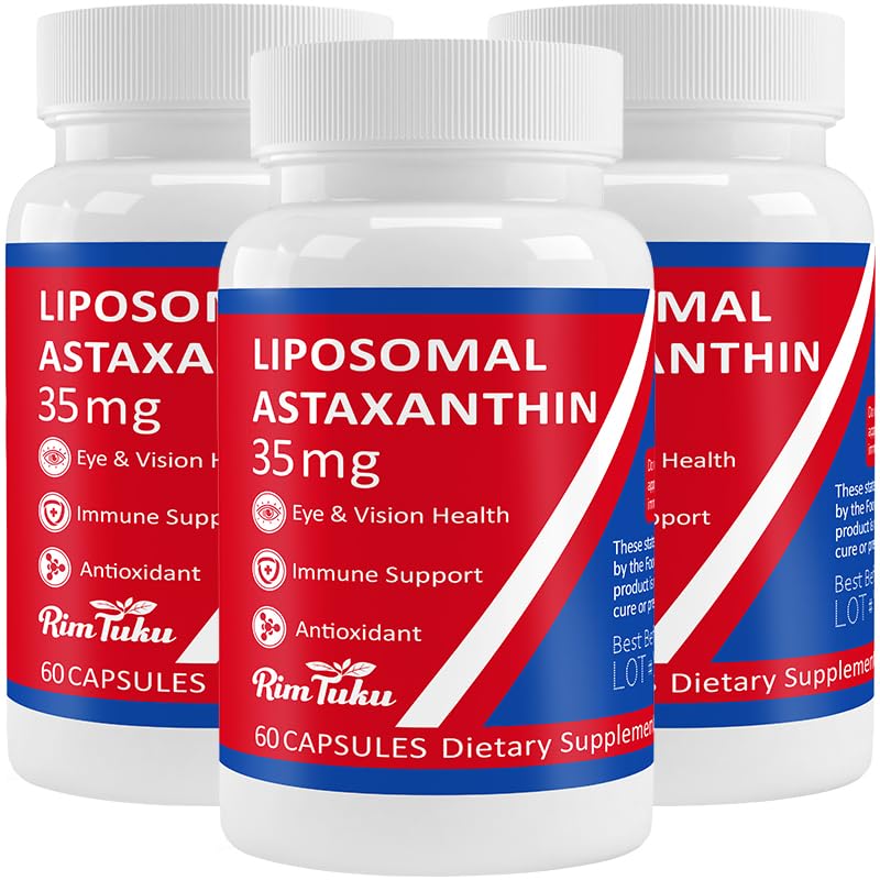 35mg Liposomal Astaxanthin Supplemento - Supporto potente antiossidante per pelle, Joint & Eye Health - Formula naturale anti-invecchiamento con Pure Astaxanthin - Vegan, Non-GMO, 180 capsule