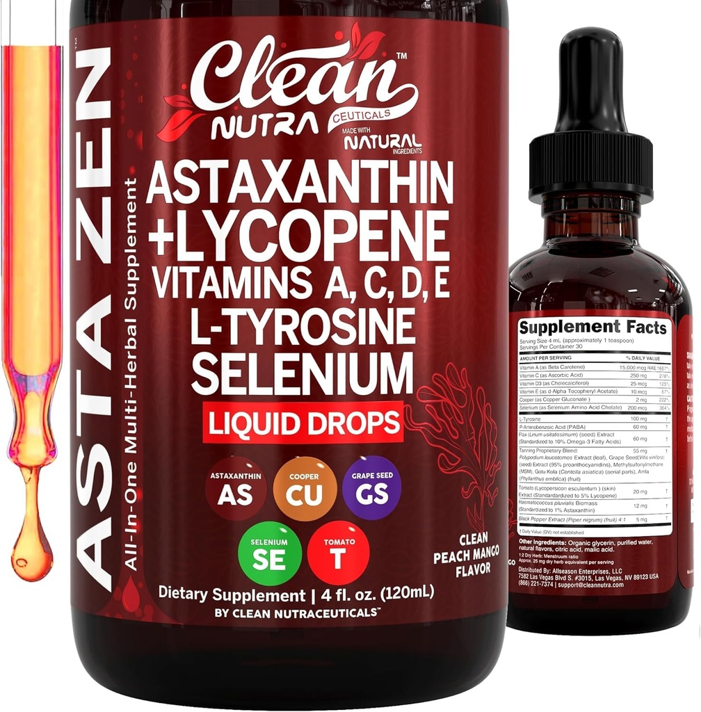 Vitamine A C D E 4 fl oz – Potente naturale D3 C E A & Selenium L-Tyrosine Formula Pure Antiossidante Blend Enhanced Nutrient