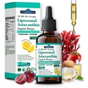 Liposomal Astaxanthin 24mg Gocce liquide, antiossidante 11-in-1 con olio MCT, licopene e olio di cocco organico, fresco Microalgae Fonte, Supporta la salute congiunta della pelle dell'occhio per le donne e gli uomini, aromi di limone
