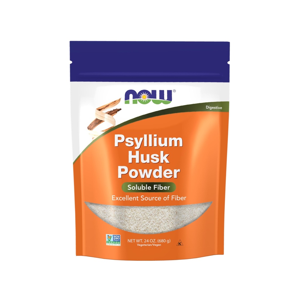 NOW Alimenti Integratori, Polvere di Psyllium Husk, Progetto non OGM Verificato, Fibra solubile, 24-Ounce