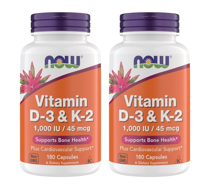 Ora Supplementi Vitamina D3 K2, 1.000 IU/45 mcg, Supporto cardiovascolare, Supporta la salute di ossa, 180 capsule vegetariane - Vegan, Gluten Free, Kosher Vitamin D3 e K2 Integratori (2)