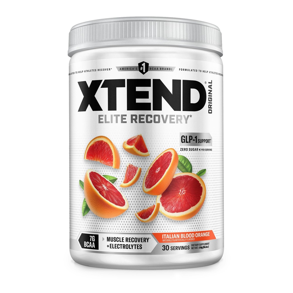 Xtend polvere BCAA originale, 7g BCAA e 2.5g L-Glutamina per l'idratazione del muscolo e il muscolo magro, bevanda senza zucchero Intra e post allenamento con elettroliti, arancione del sangue italiano, 30 Serve