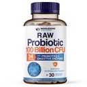 Probiotici crudi organici di tutto benessere 100 miliardi di CFU, Dr Formulato per le donne e gli uomini, Supplemento adulto completo con prebiotici e enzimi digestivi; 30 capsule, Shelf Stable