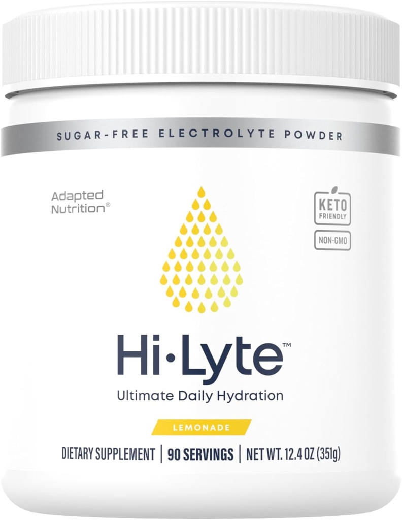 Polvere di elettrolito di limonata di Hi-Lyte, miscela di bevanda di supplemento di idratazione quotidiana, 90 porzioni | senza zucchero, 0 calorie, 0 carboidrati | No Maltodextrin. Gluten-Free | Supporti Keto | Raffreddamento leggero