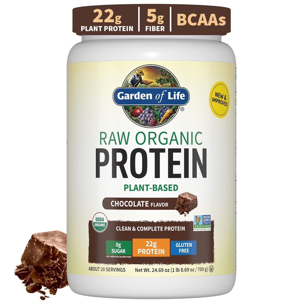 Giardino della polvere di proteine della vita, polvere di proteine vegana, BCAA, probiotici e enzimi digestivi, senza glutine e lattosio, cioccolato, 1,5 LB