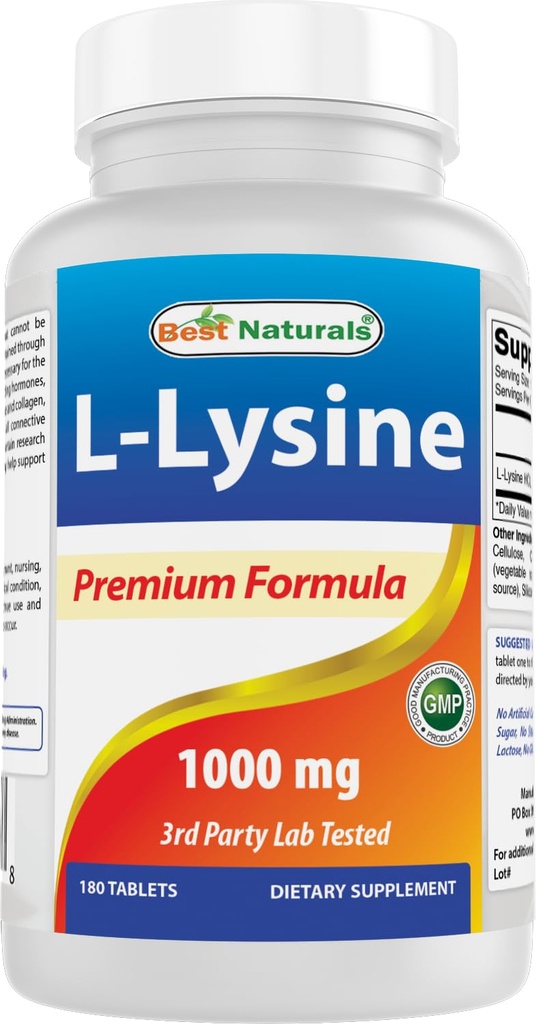I migliori naturali L-Lysine 1000mg 180 compresse - Lisina a doppia resistenza per una maggiore salute immunitaria e piaghe fredde