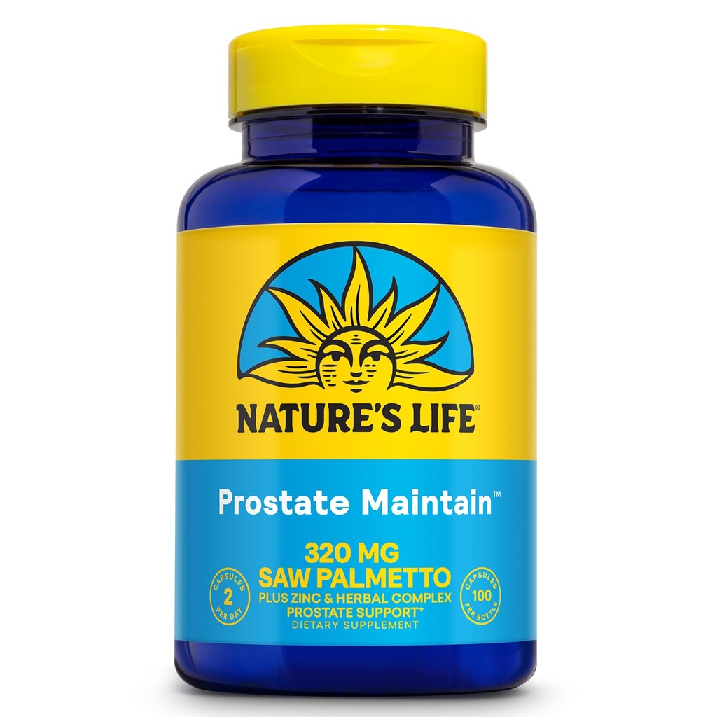 Natura Vita Prostate Mantenere - Prostate Support Supplemento per la salute degli uomini - Saw Palmetto, Pygeum Herbal Complex e Zinc Supplements - 50 Serve, 100 Capsule Vegetariani