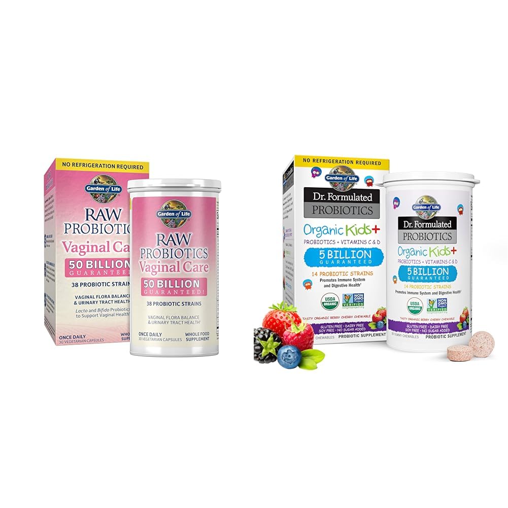 Garden of Life Probiotics for Women's Health, Kids Immune Support - 50 miliardi di CFU, 5 miliardi di CFU, 30 capsule, 30 Chewables