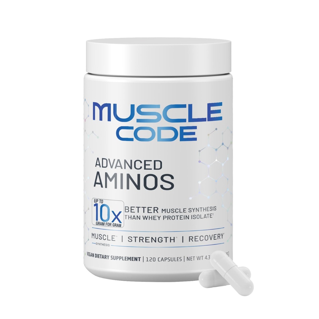 NAUTILUS Codice Muscolo Capsule Aminoacidi essenziali – Sintesi &amp; Riparazione del muscolo – Unflavored – 30 Serve – Studi clinici – 0g Sugar, Keto, Vegan, Gluten Free, Dairy Free