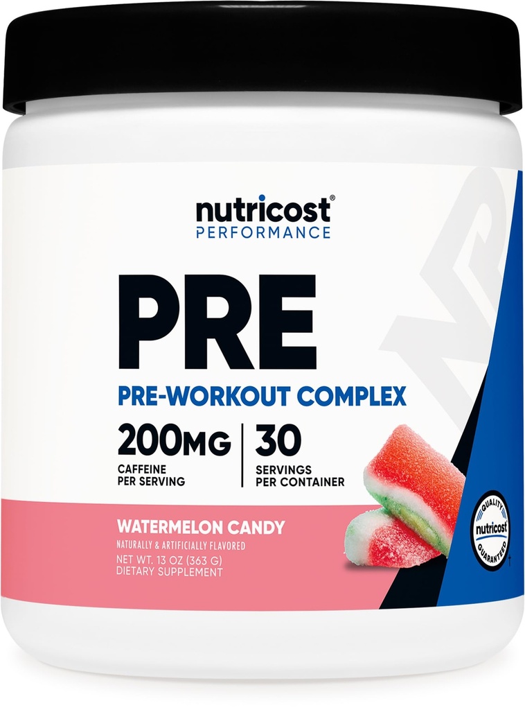 Nutricost Pre-Workout Powder (Watermelon Candy) 30 Serve - OGM-Free, Gluten-Free, Vegetariano