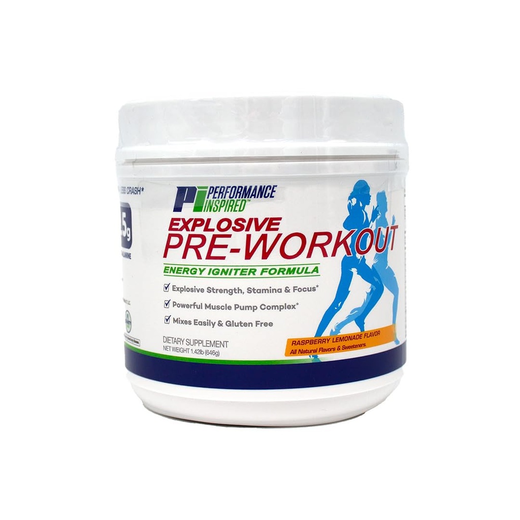 Pre-Workout Powder - All Natural - G-Free & Vegan Formula - Contiene Citrulline - Nitrosigine - Tè Verde - Arginina - Beta Alanine - Raspberry Lemonade - 23.84 Ounce