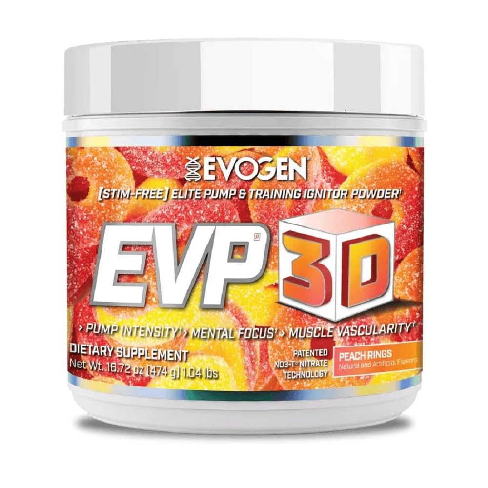 Evogen EVP-3D | Pompa Pre-Workout Estrema Accensione, Nitrato di Arginina, Citrullina, Beta-Alanina, Lions Mane | Anelli di pesca | 40 Serve
