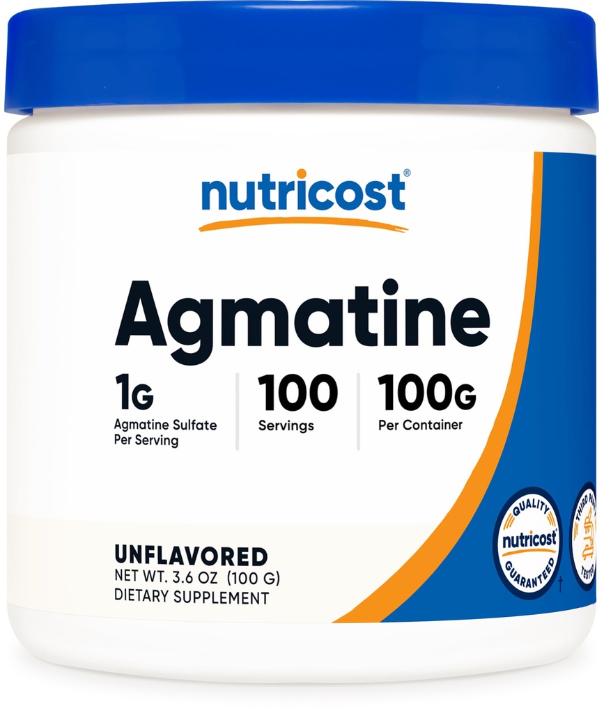 Nutricost Agmatina 100 Grammi - Polvere di agmatina pura 100 Serve (solfato di agmatina)