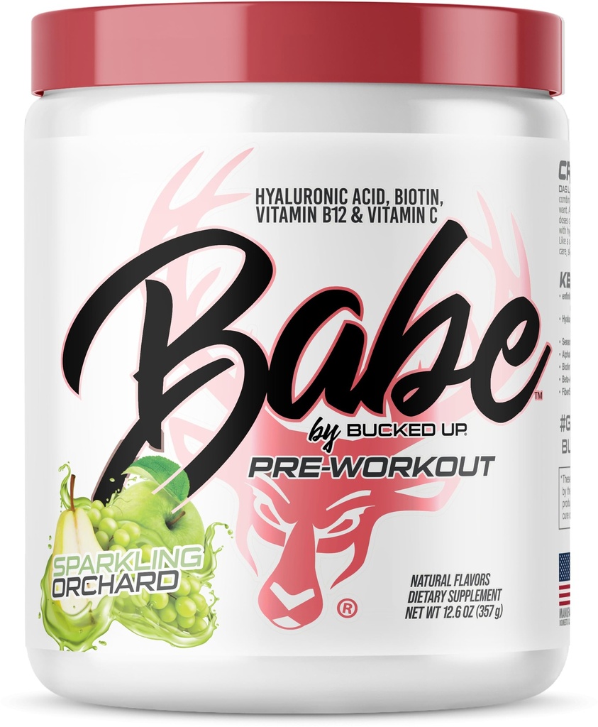 Babe Pre polvere di allenamento per le donne | Frutteto scintillante | 6g Citrulline, 2g Beta-Alanine, 100mg Acido ialuronico, 5mg Biotina e 5 altri ingredienti registrati | 30 porzioni | 12.6 OZ
