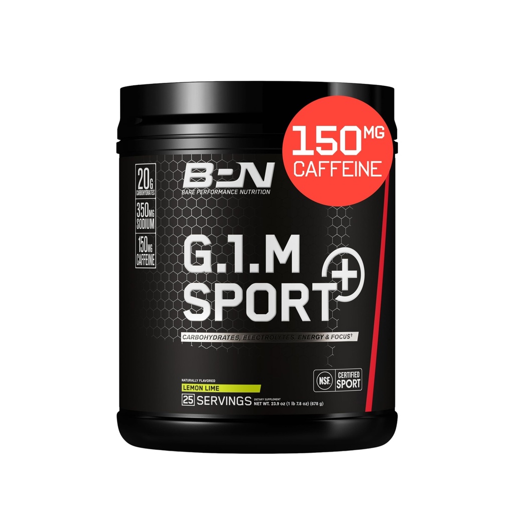 G.1.M Sport+ Endurance Pre-Workout – Lemon Lime | 25 Servings | 20g Carbs, 350mg Sodium, 150mg Caffeine | Electrolytes, Nootropics & Cluster Dextrin® for Energy & Focus