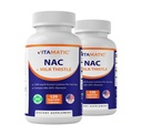 Vitamatic NAC Supplemento N-Acetyl-L-Cysteine (NAC) con estratto di cardo 50:1 - Supporta Immune, Respiratorio, Liver Health, 1200 mg per porzione, 120 Veg Capsule - 2 Pack