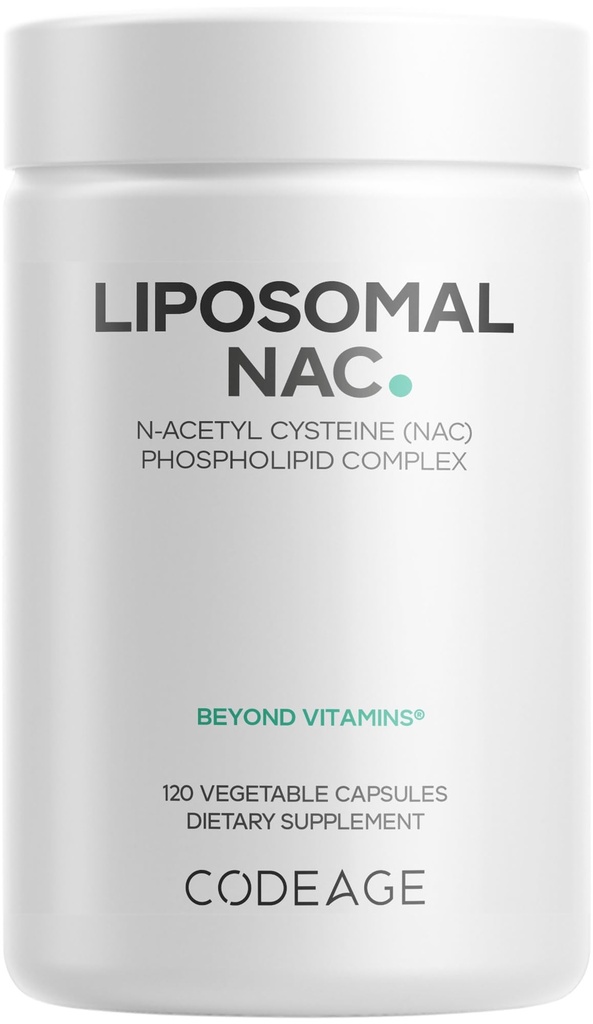 Codeage Liposomal NAC Supplemento - N-Acetyl L-Cysteine Aminoacido - Alimentazione 2 mesi - Free-Form NAC - Phospholipid Complex - Vegan, Non-GMO, Gluten-Free, Dairy-Free - 120 capsule