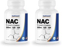 Nutricost N-Acetyl L-Cysteine (NAC) 600mg, 120 Capsule Vegetariani - Non OGM, Gluten Free, Caps vegetariani (Pack of 2)