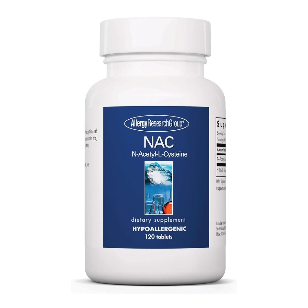 Gruppo di Ricerca Allergia NAC Supplemento - N-Acetyl-L-Cysteine, Precursore di Glutathione, Supporti Funzione Immune, Liquidazione sana del muco, Aminoacido Free Form, Ipoallergenico - 120 Conte