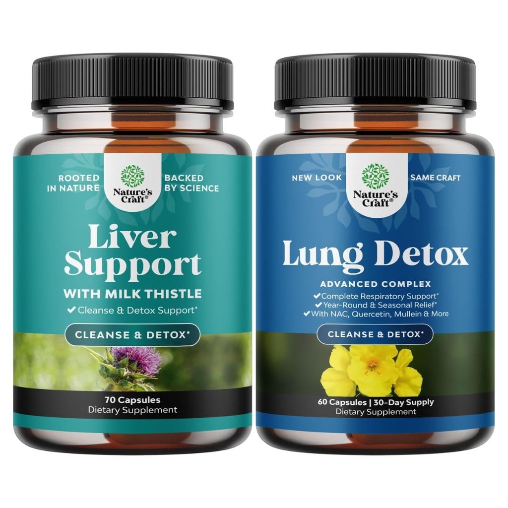 Bundle of Liver Cleanse Detox & Repair - Il latte supplemento di cardo per la digestione e la salute immunitaria con radice di barbabietola & Artichoke e polmone Detox Mullein Leaf Capsule con NAC Quercetin & Cordyceps Extract