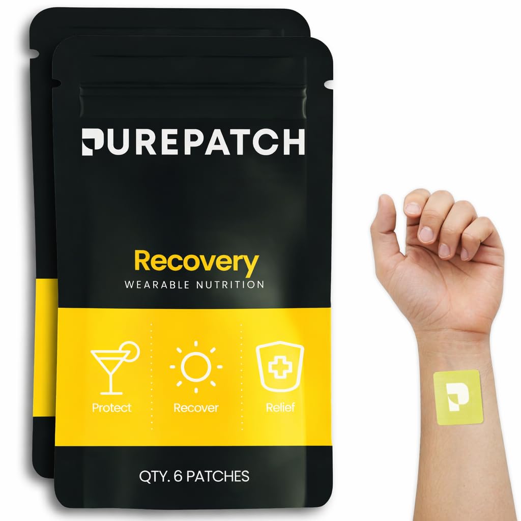 Pure Patch Recovery Patch – Patch Topical Vegan a base vegetale – DHM – NAC – Glutathione – B-Complex – Non ingeribile – Water-Resistant – Gentle on Skin – Gluten Free – Made in USA – 12 Patches